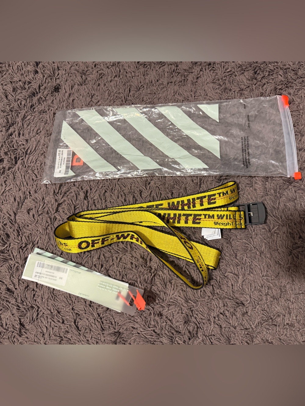 Off-White Yellow Industrial Logo Webbing Belt with Black Hardware